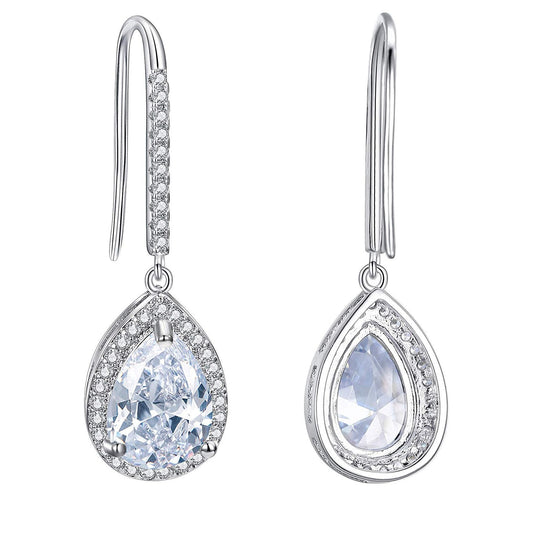 Pave Pear Cut Crystal Drop Earring ITALY Design