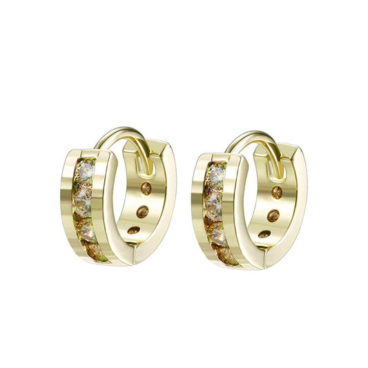 Classic Round Pave Huggie Earring ITALY Design