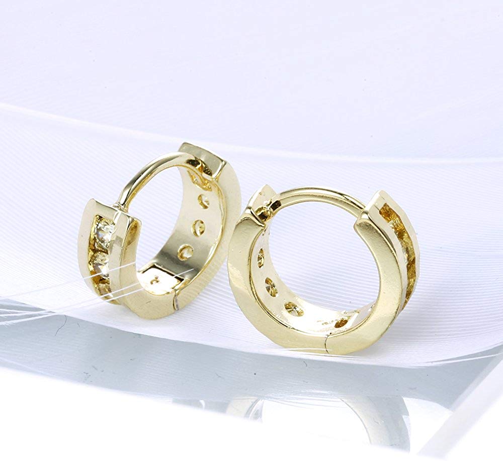 Crystal Mini Clip-On Huggie Hoop Earrings in Goldtone Tone