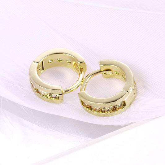 Classic Round Pave Huggie Earring