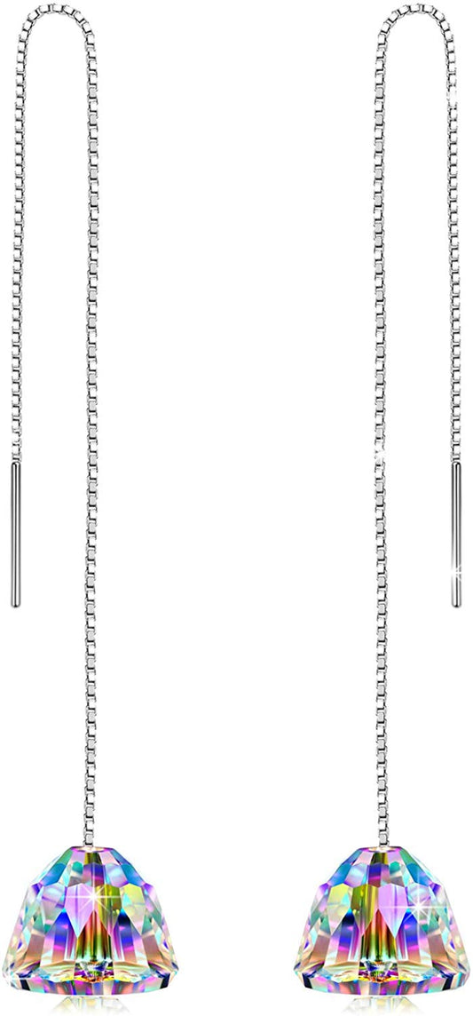Elements Northern Lights Changing Threader Drop Earring in 14K White Gold Tone