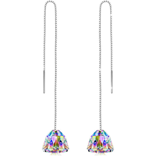 Aurora Borealis Dangling Chandelier Earrings in 14K White Gold