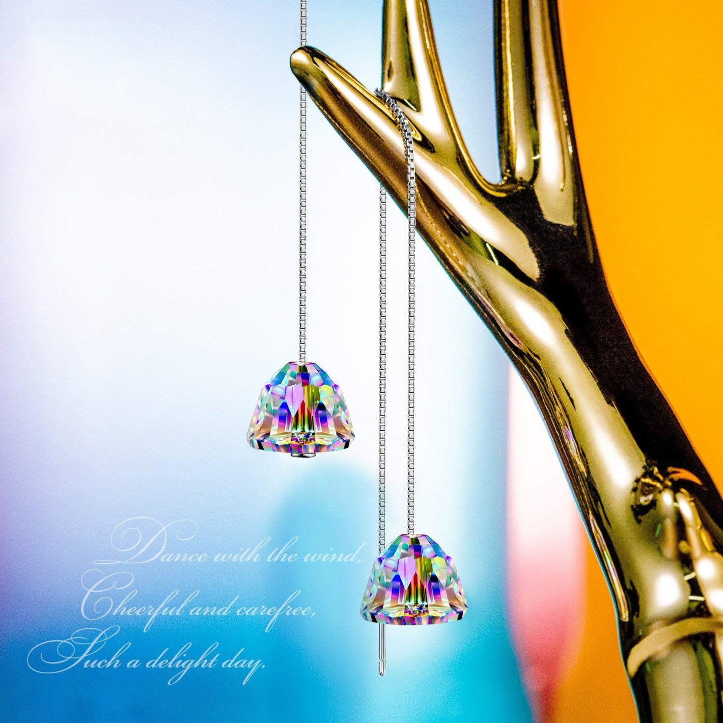 Northern Lights Changing Threader Drop Earring in Rhodium Tone