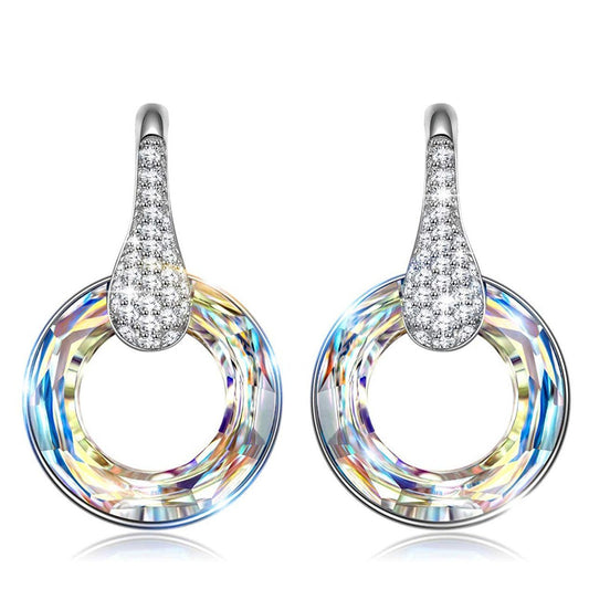 Aurora Borilles Round Stone Pave Drop Earring ITALY Design