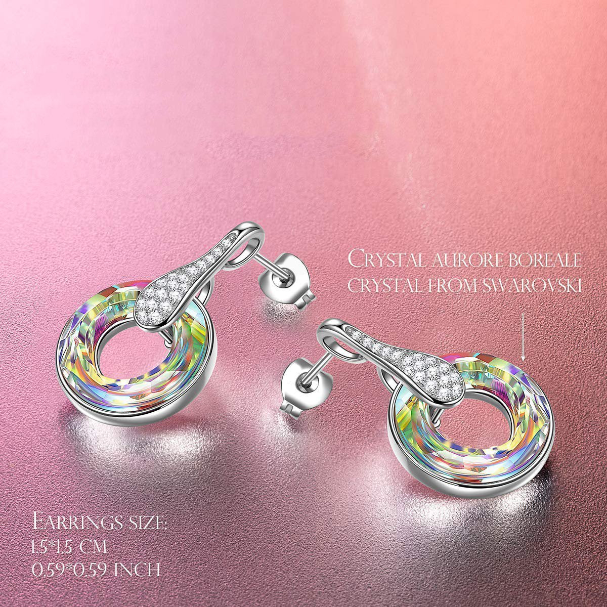 Серьги-подвески Aurora Borilles с круглым камнем Pave, дизайн Италия