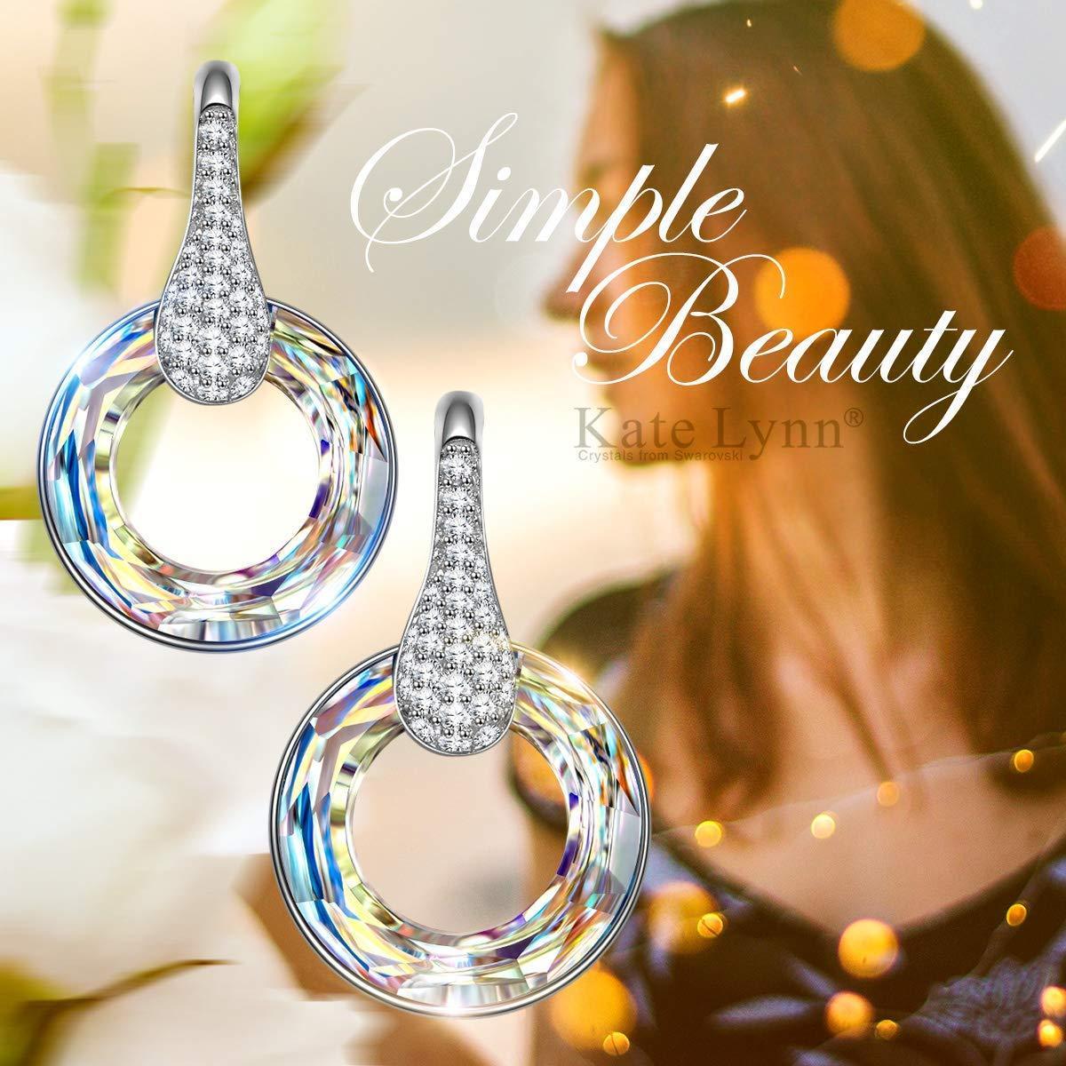 Серьги-подвески Aurora Borilles с круглым камнем Pave, дизайн Италия