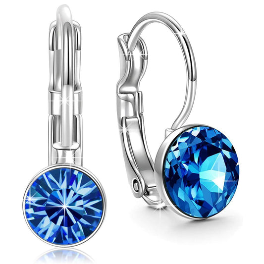 Round Baby 0.3" Crystals Leverback Earring ITALY Design