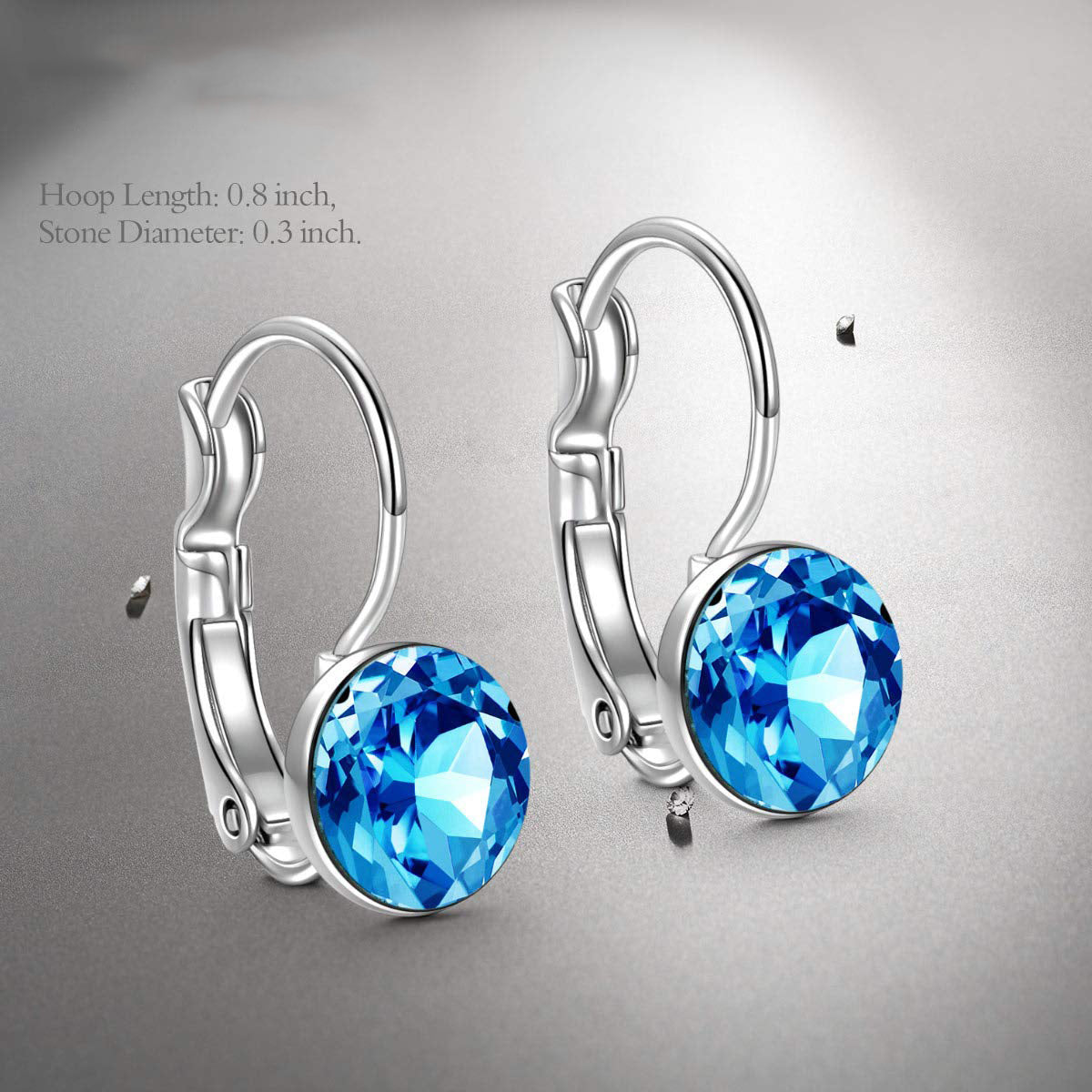 Iridescent Amethyst Gemstone Leverback Earrings in 14K White Gold Tone