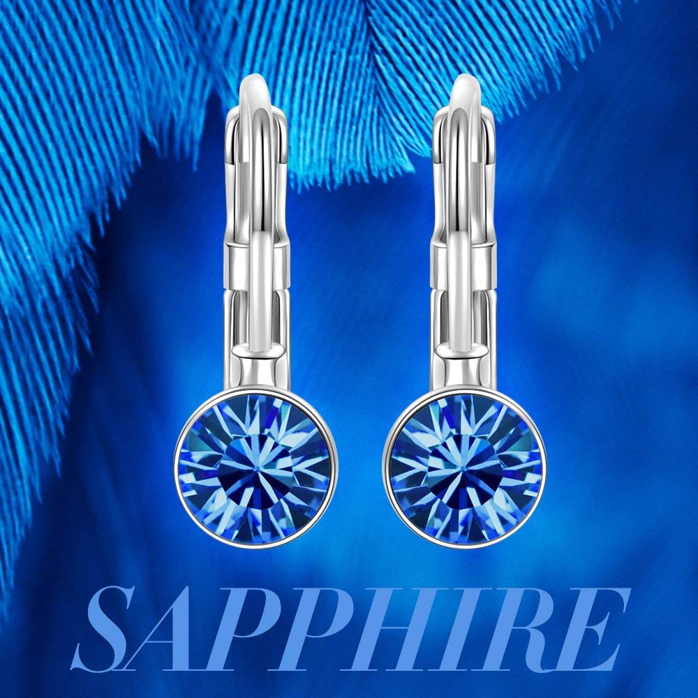 Iridescent Amethyst Gemstone Leverback Earrings in 14K White Gold Tone