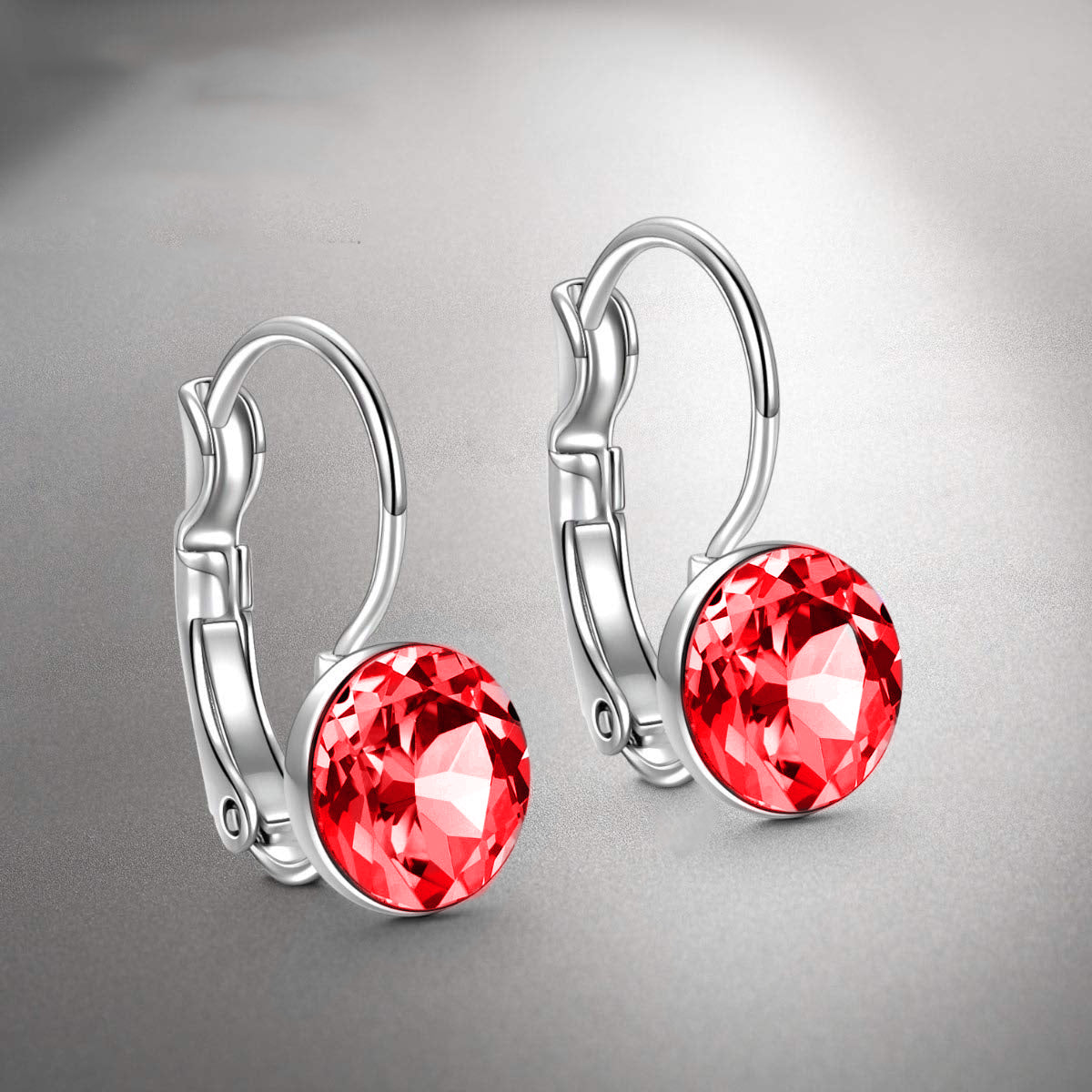 Iridescent Amethyst Gemstone Leverback Earrings in 14K White Gold Tone