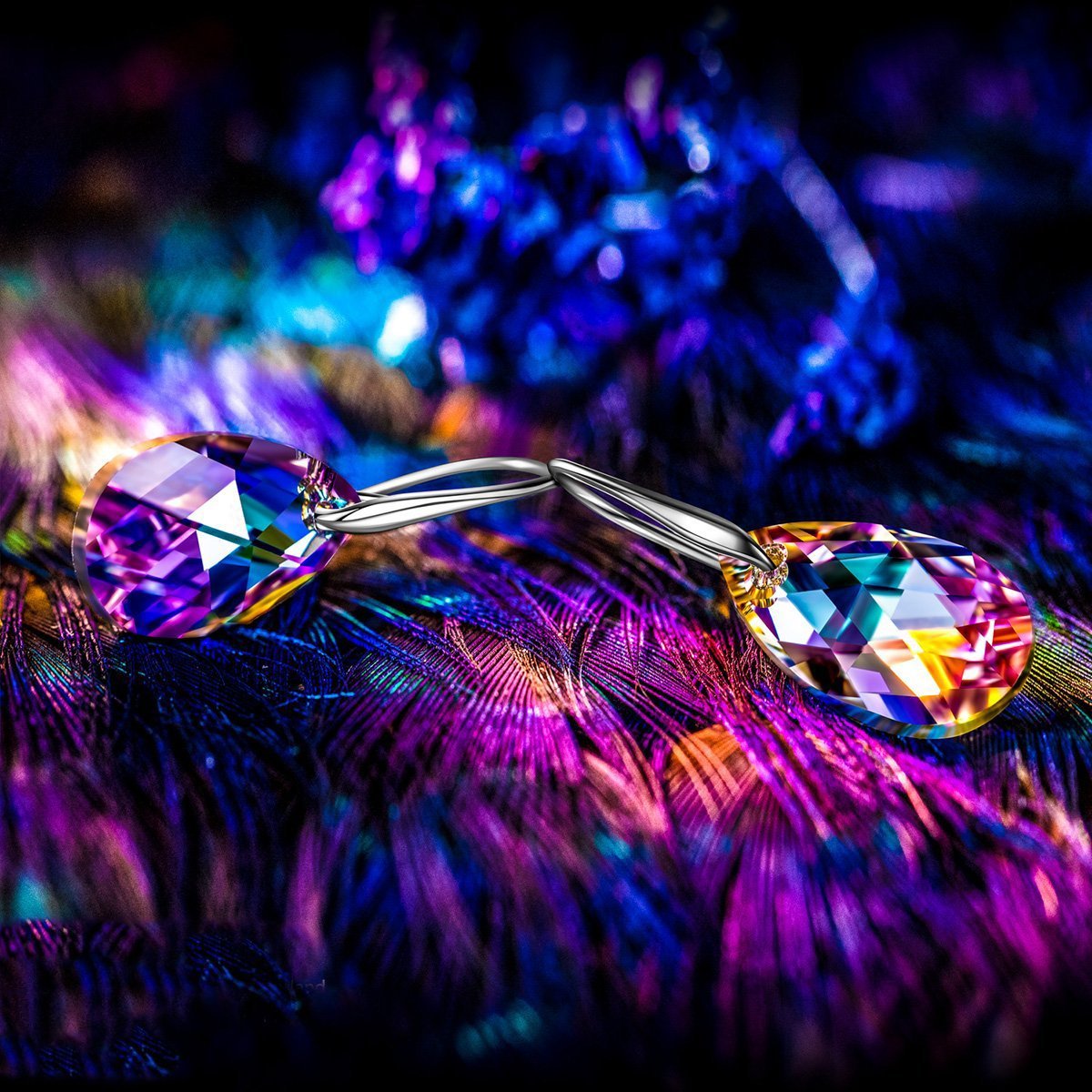 Vivid Light Crystal Drop Earring ITALY Design