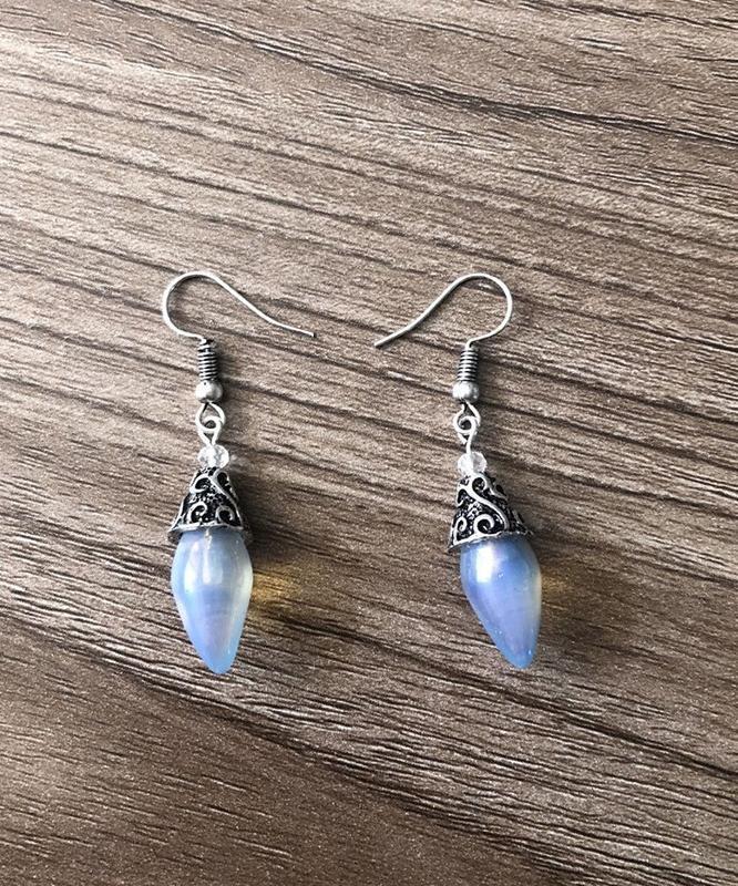 Opal Drop Earring in  Silvertone ITALY Design