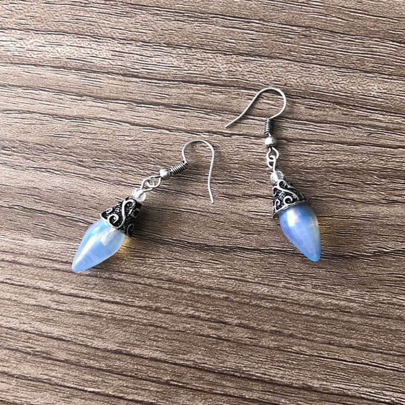 Серьги-подвески с подвесками в виде лунного камня из 14-каратного белого золота