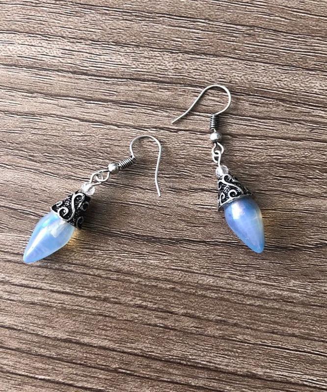 Opal Drop Earring in  Silvertone ITALY Design