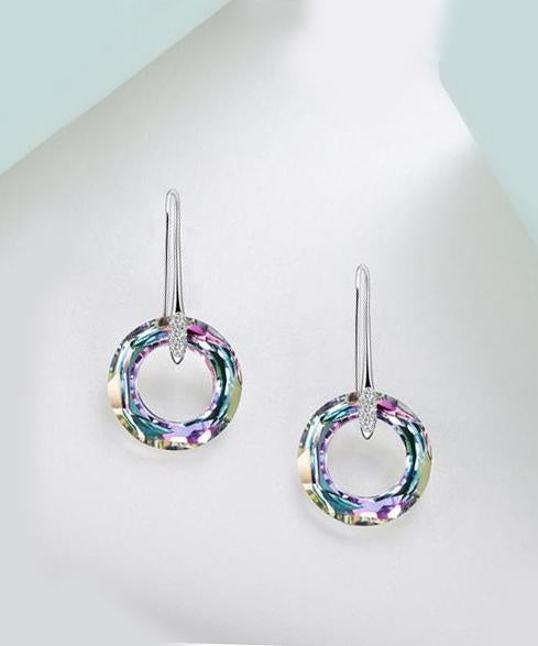 Enlightening Dangle Earrings With Luxe Crystals - Aurora Boreale in  Silvertone ITALY Design