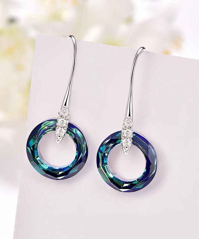 Enlightening Dangle Earrings With Luxe Crystals - Bermuda Blue in  Silvertone ITALY Design