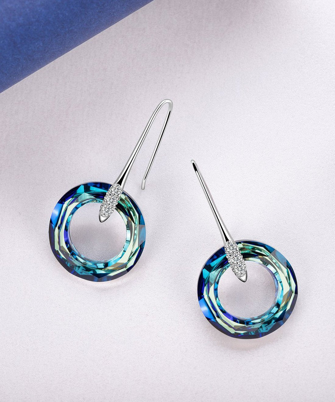 Enlightening Dangle Earrings With Luxe Crystals - Bermuda Blue in  Silvertone ITALY Design