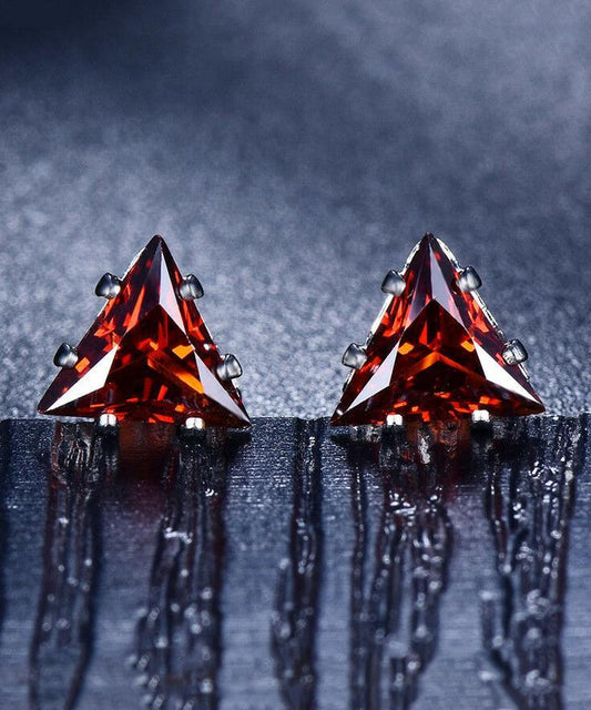 6mm Triangle Stud Earring With Luxe Crystals - Citrine in  Silvertone ITALY Design