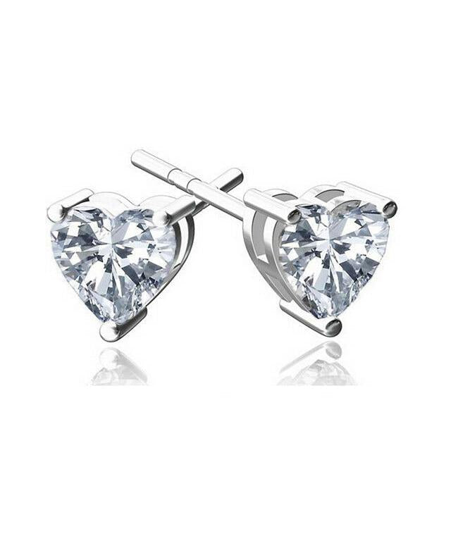6mm Heart Stud Earring With Luxe Crystals - Clear in  Silvertone ITALY Design
