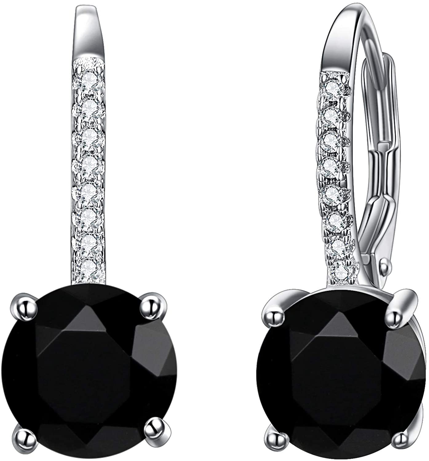 Goldtone 1.75 Cttw  Gemstone Classic 4 Prong Drop Leverback Earring