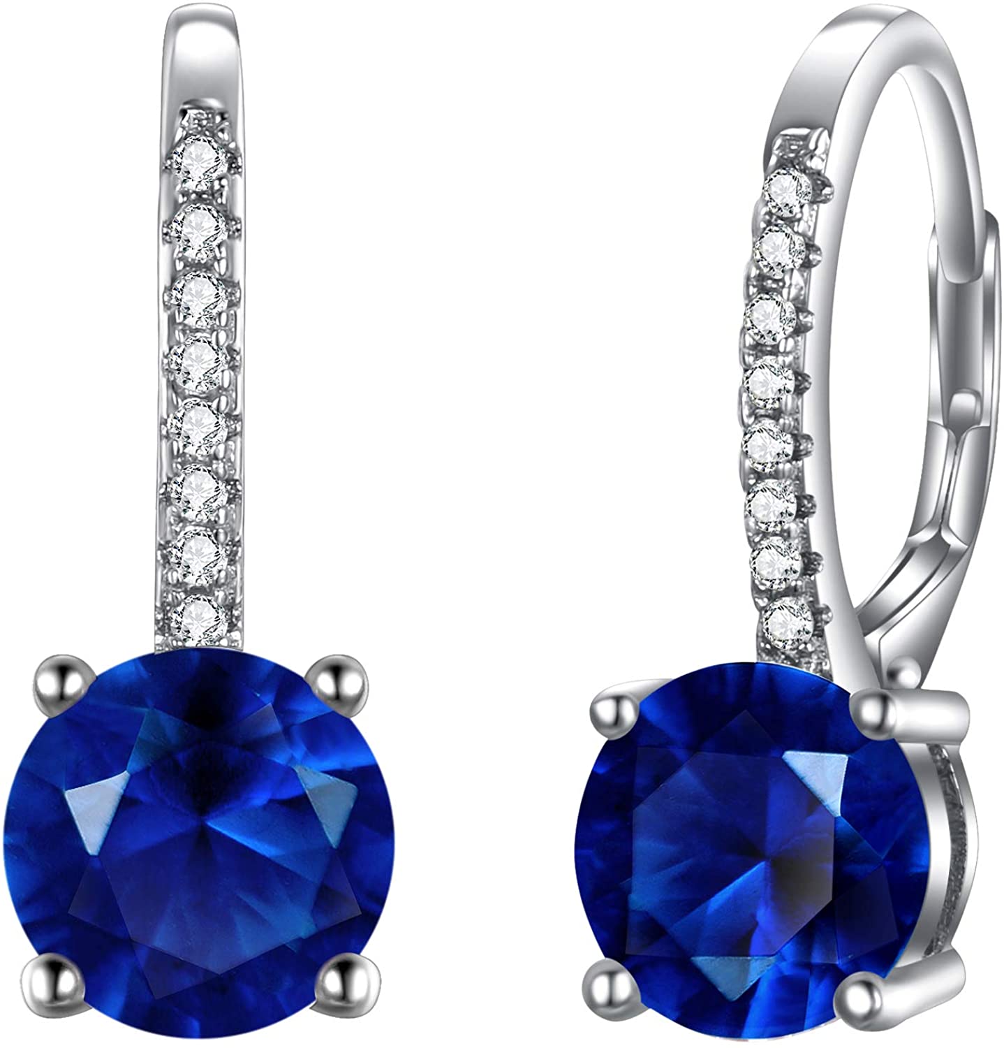 Goldtone 1.75 Cttw  Gemstone Classic 4 Prong Drop Leverback Earring