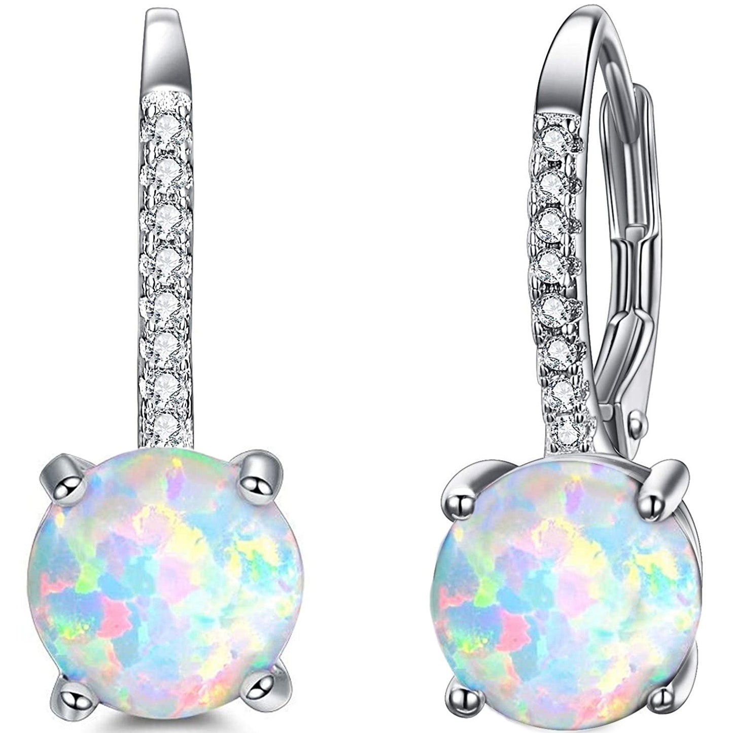 Goldtone 1.75 Cttw  Gemstone Classic 4 Prong Drop Leverback Earring