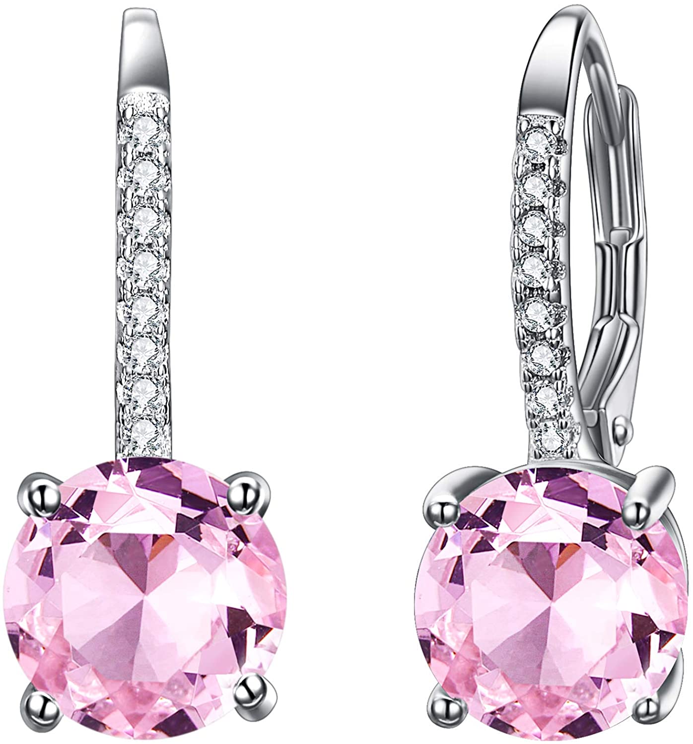 Goldtone 1.75 Cttw  Gemstone Classic 4 Prong Drop Leverback Earring