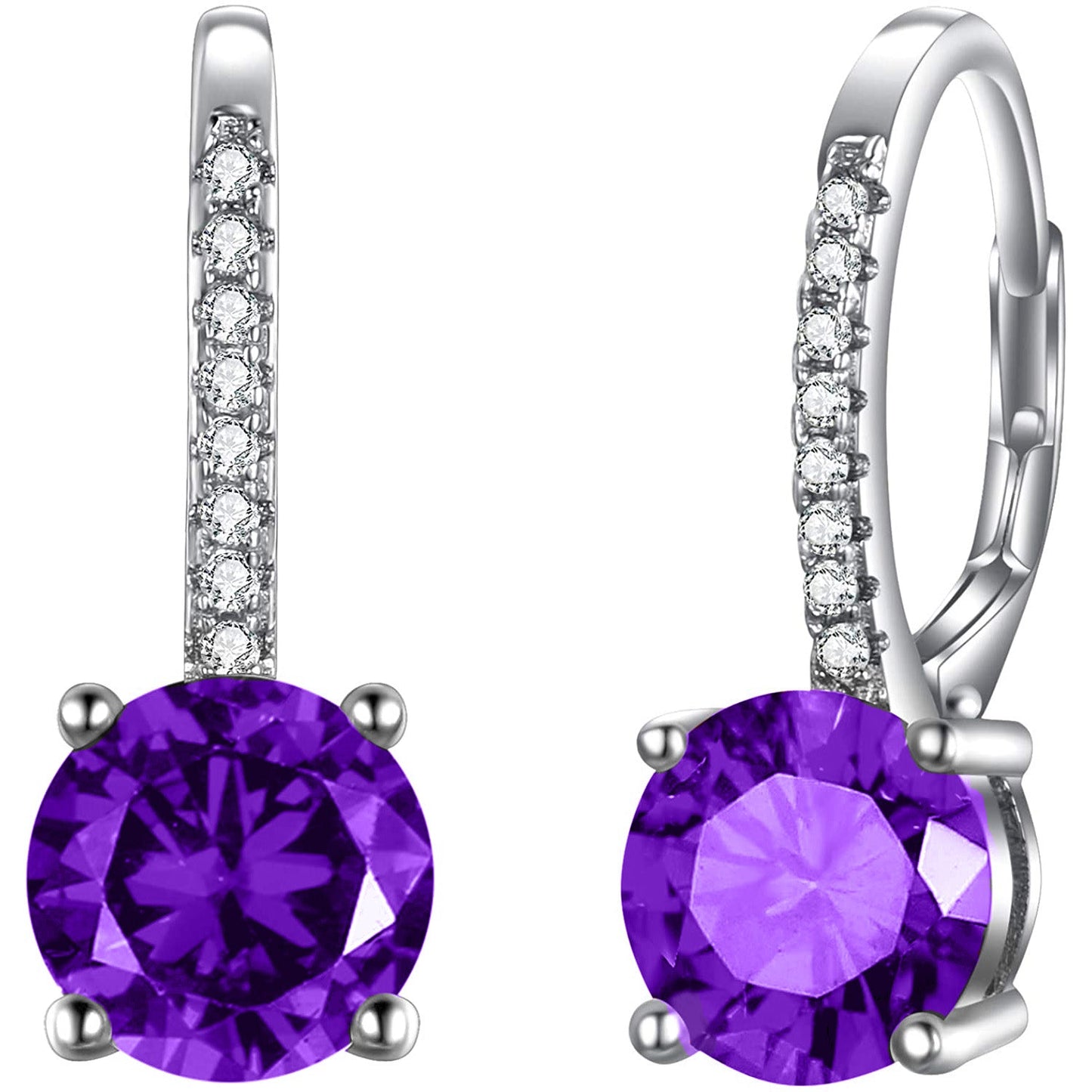 Goldtone 1.75 Cttw  Gemstone Classic 4 Prong Drop Leverback Earring