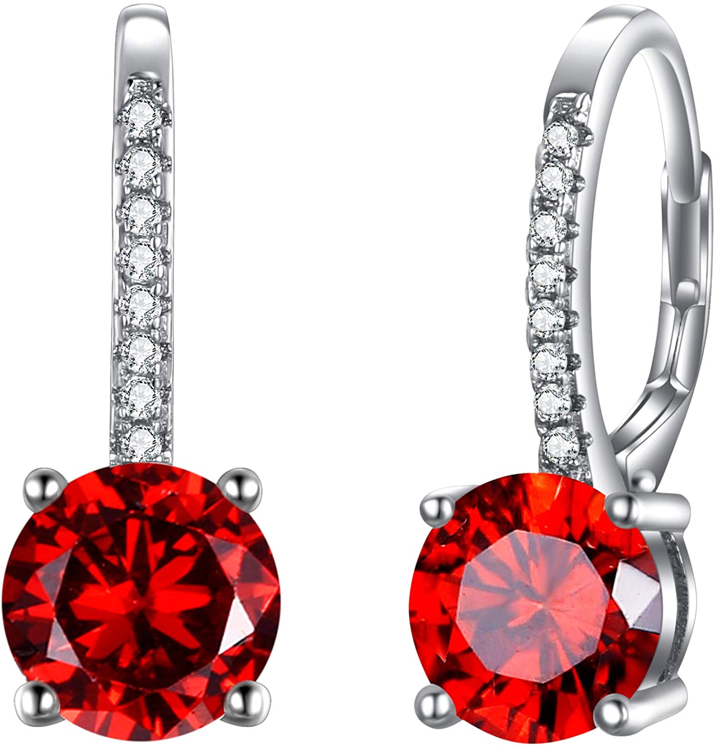 Goldtone 1.75 Cttw  Gemstone Classic 4 Prong Drop Leverback Earring