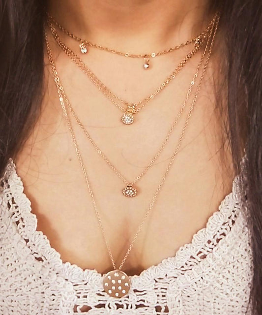 5 Piece Disc Drop Necklace in Goldtone ITALY Design