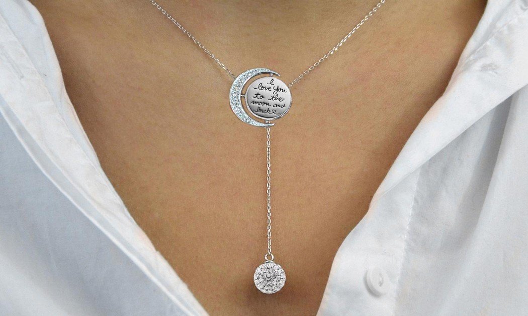 Engraved To The Moon And Back Y Necklace, Necklaces, Riakoob Jewelry, Riakoob Jewelry  jewelryjewelry deals, swarovski crystal jewelry, groupon jewelry,, jewelry for mom, 