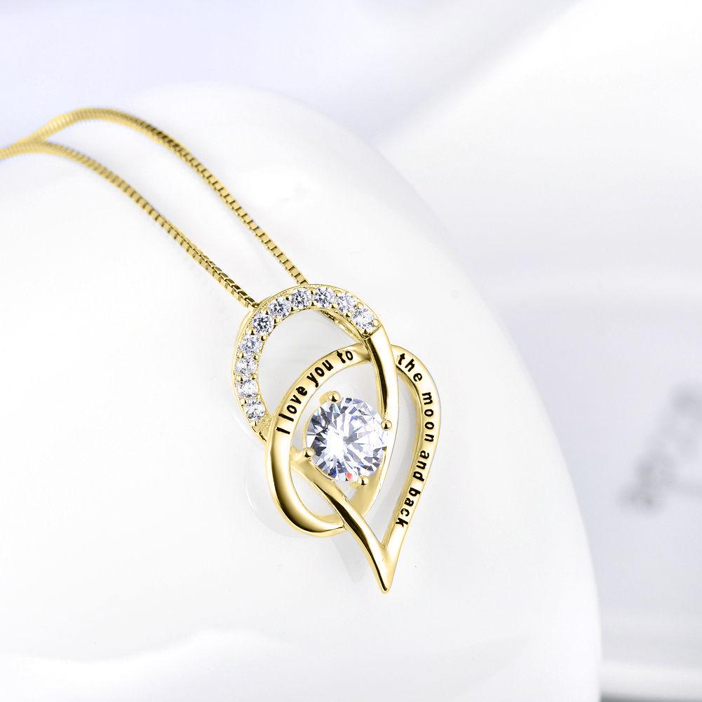 Love you to The Moon & Back Necklace Made with  Elements in Goldtone Tone