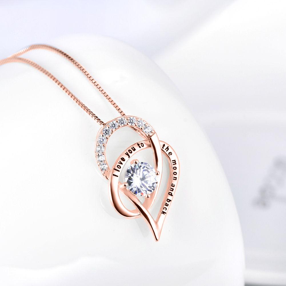 Love you to The Moon & Back Necklace Made with  Elements in Goldtone Tone