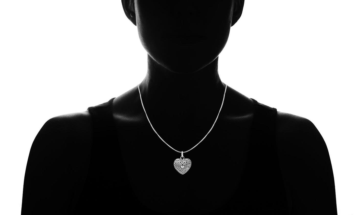 Filigree Beating Heart Necklace in  Silvertone 18", Necklace, Riakoob Jewelry, Riakoob Jewelry  jewelryjewelry deals, swarovski crystal jewelry, groupon jewelry,, jewelry for mom, 