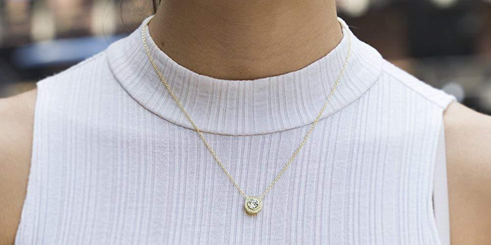 Ожерелье Pave Halo Disc и серьги-гвоздики с роскошными кристаллами в роскошной коробке - RoseGoldtone Gold ITALY Design