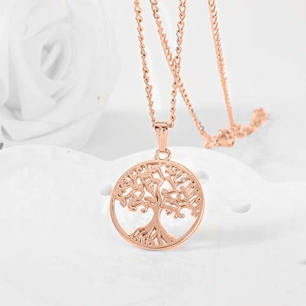 Bohemian Filigree Tree Of Life Necklace Set in 14K Rose Gold, , Riakoob Jewelry, Riakoob Jewelry  jewelryjewelry deals, swarovski crystal jewelry, groupon jewelry,, jewelry for mom, 
