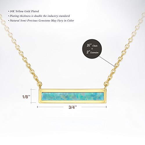 Opal Created Bar Necklace 18" - Goldtone