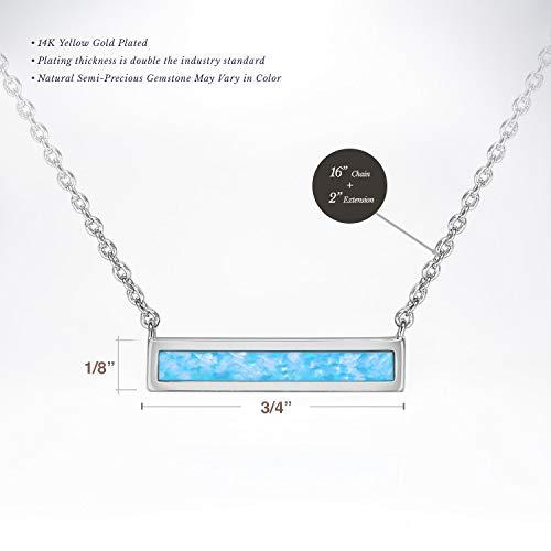 Opal Created Bar Necklace 18" -  Silvertone