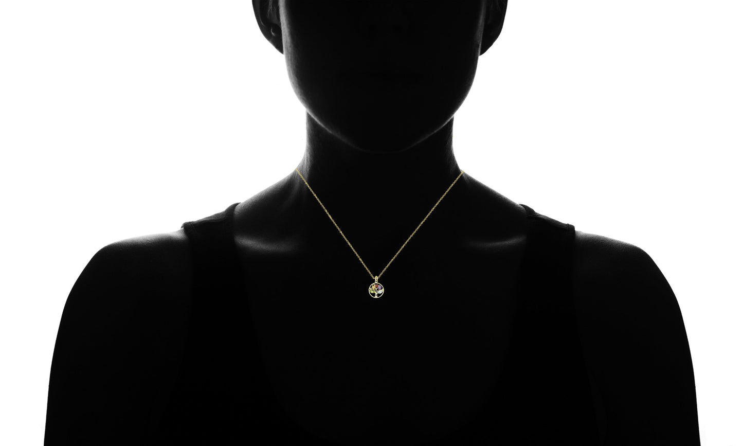 Motherly Rainbow Tree Of Life Necklace in Goldtone