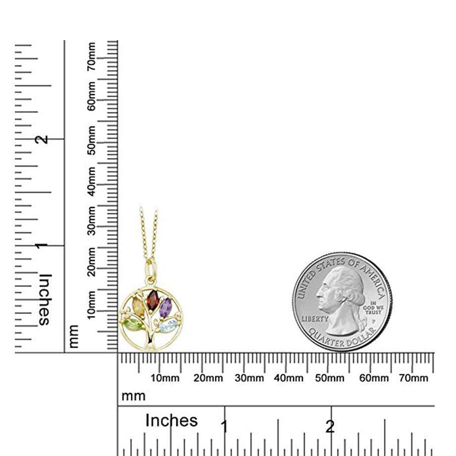 Iridescent Tree of Life Amethyst Crystal Disc Pendant Necklace in 14K White Gold Tone