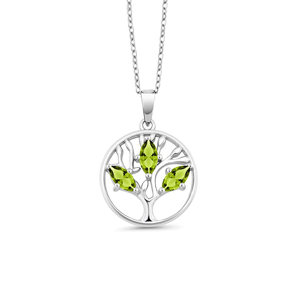 Iridescent Tree of Life Amethyst Crystal Disc Pendant Necklace in 14K White Gold Tone