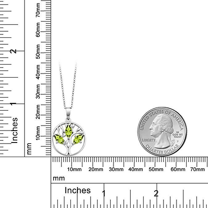 Motherly 2.00 CT Peridot Pear Cut Tree Of Life Necklace in  Silvertone
