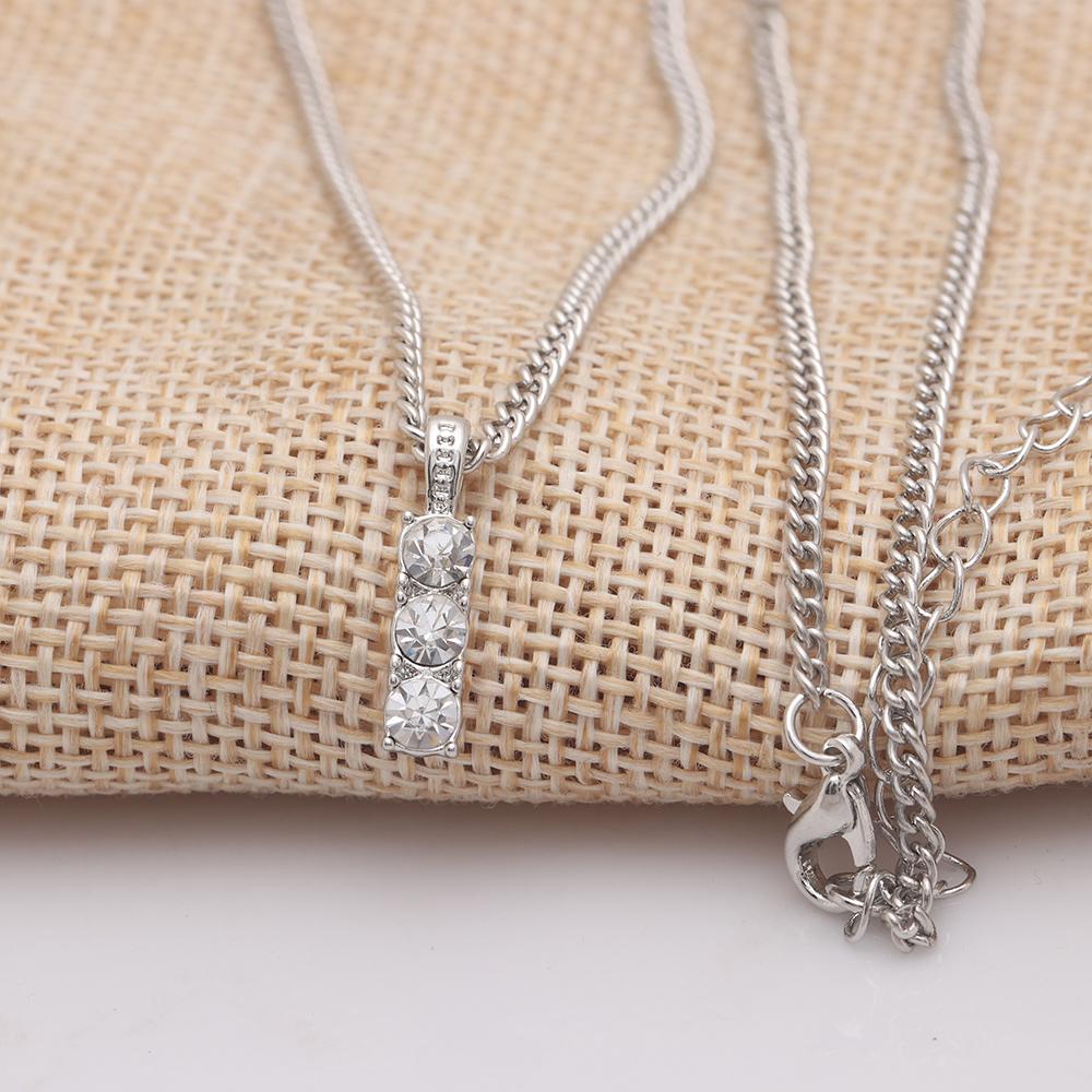 3.00 CT Triple Stone Drop White Topaz Necklace in  Silvertone, Necklace, Riakoob Jewelry, Riakoob Jewelry  jewelryjewelry deals, swarovski crystal jewelry, groupon jewelry,, jewelry for mom, 