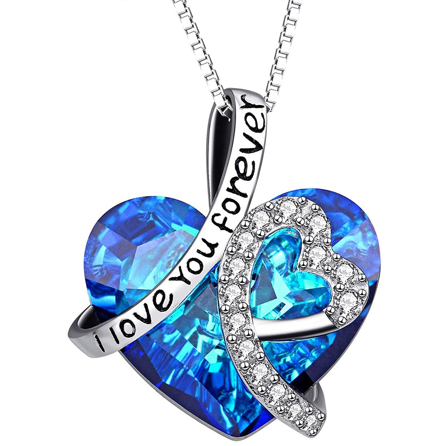 3.00 Cttw Rainbow Aurora Borealis Gemstone Heart Necklace in Silvertone (8+ Options)