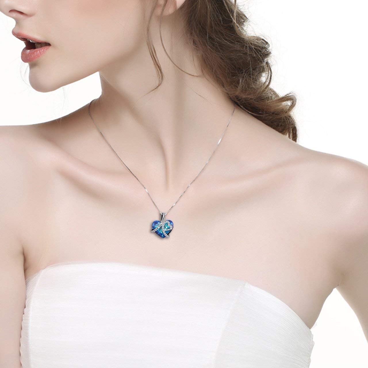 3.00 Cttw Rainbow Aurora Borealis Gemstone Heart Necklace in Silvertone (8+ Options)