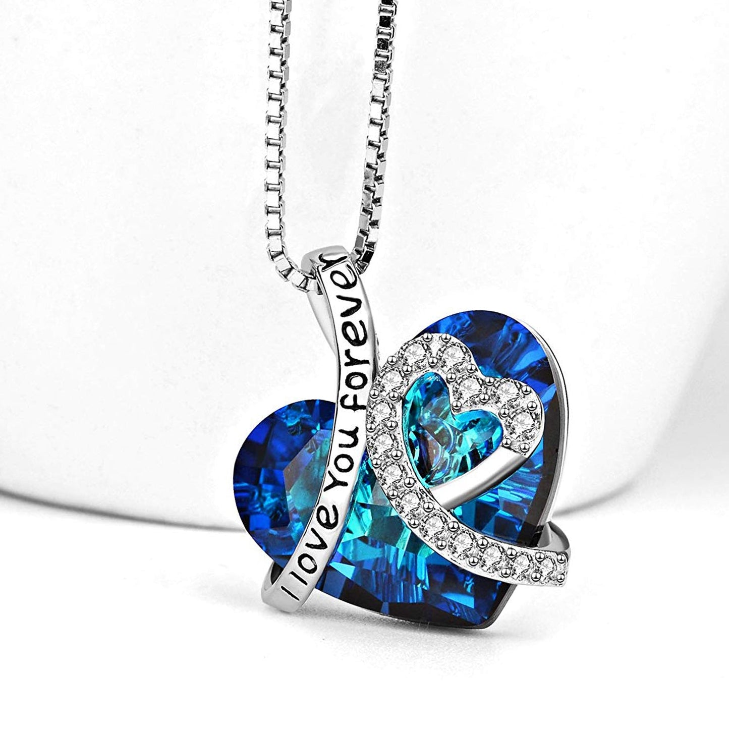 3.00 Cttw Rainbow Aurora Borealis Gemstone Heart Necklace in Silvertone (8+ Options)