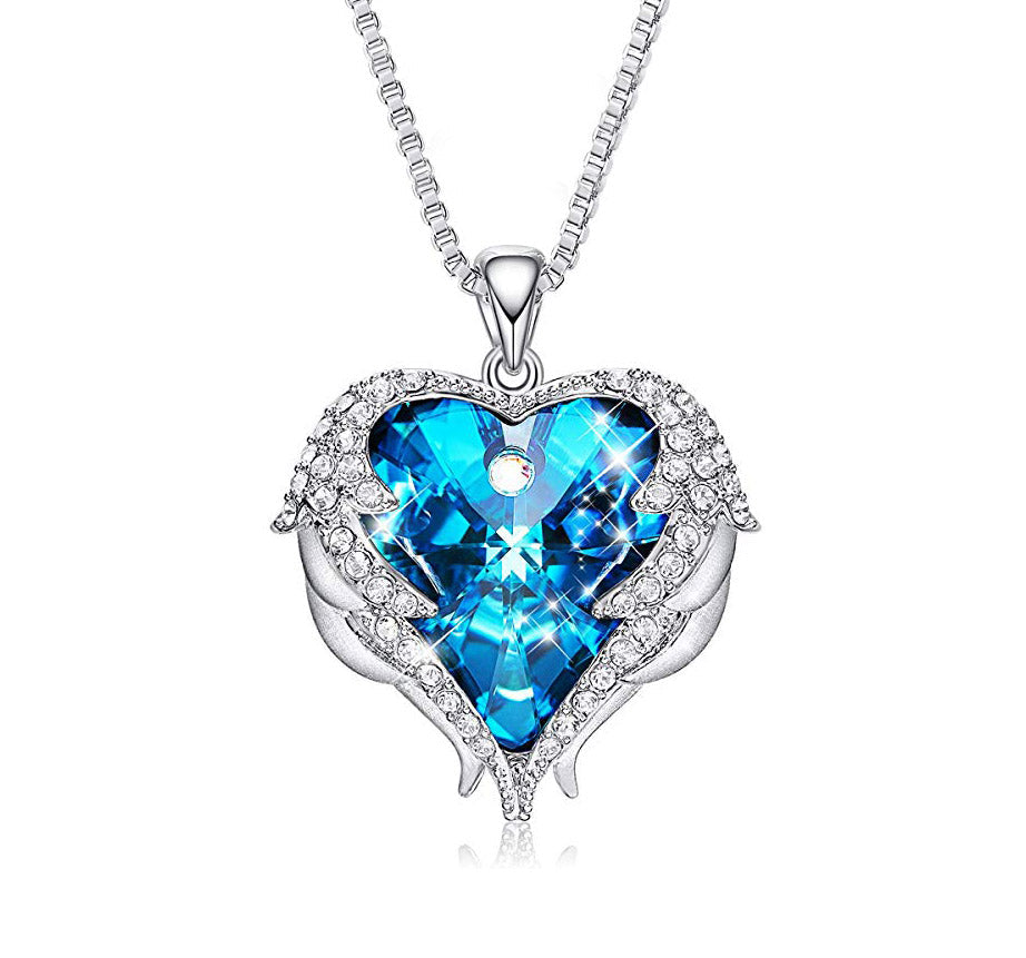 3.00 Cttw Rainbow Aurora Borealis Gemstone Heart Necklace in Silvertone (8+ Options)