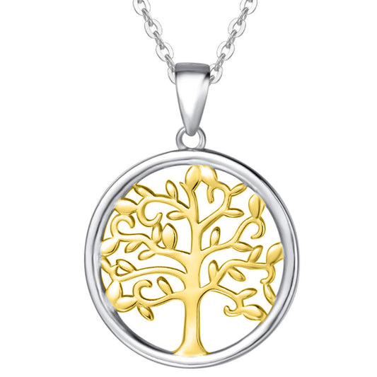 Spring is Here Multi-Color Tree of Life Filigree Necklace in Goldtone Tone