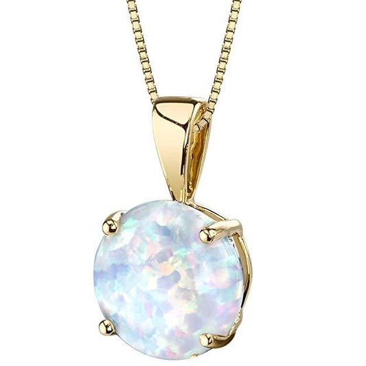 Simplistic Oceanic Opal Princess Cut Necklace in Goldtone