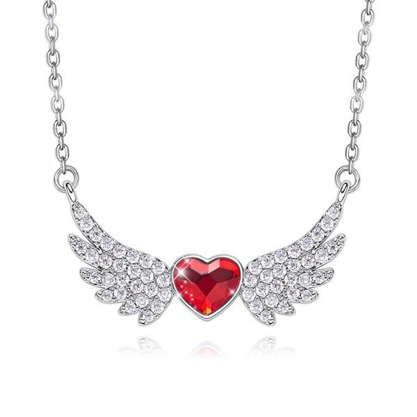 Heart Shaped Angel Wings  Elements Pav'e Necklace